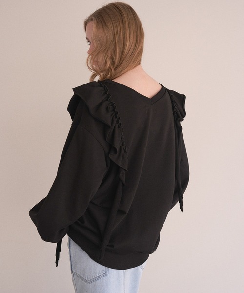 MIELI INVARIANT(ミエリインヴァリアント)の「Droopy Frill Sweat Tops(スウェット・レディース・ブラック/グレー・FREE)」の7枚目の写真