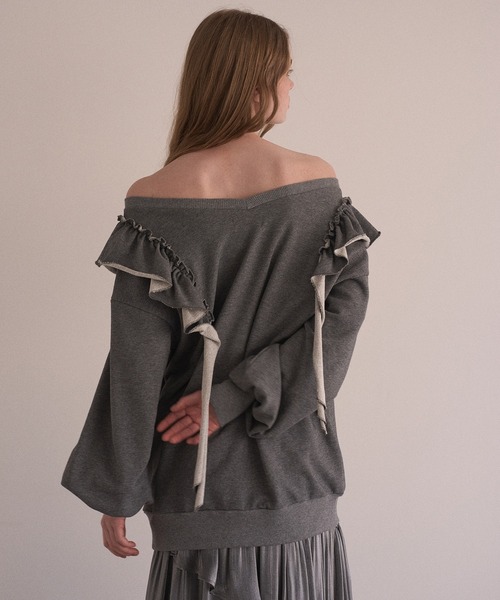 MIELI INVARIANT(ミエリインヴァリアント)の「Droopy Frill Sweat Tops(スウェット・レディース・ブラック/グレー・FREE)」の22枚目の写真