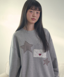 By Letter アプリケ刺繍スウェットTシャツ AMM1403 (メランジ)