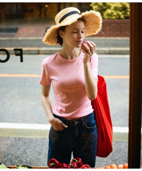 PETIT BATEAU（プチバトー）の「ポワンココット半袖Ｔシャツ（Tシャツ/カットソー・レディース・カーキ/ライトピンク/ライトグリーン・XX-SMALL/LARGE/X-SMALL/SMALL/MEDIUM）」の3枚目の写真