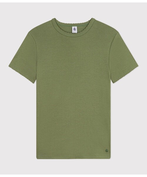 PETIT BATEAU（プチバトー）の「ポワンココット半袖Ｔシャツ（Tシャツ/カットソー・レディース・カーキ/ライトピンク/ライトグリーン・XX-SMALL/LARGE/X-SMALL/SMALL/MEDIUM）」の6枚目の写真
