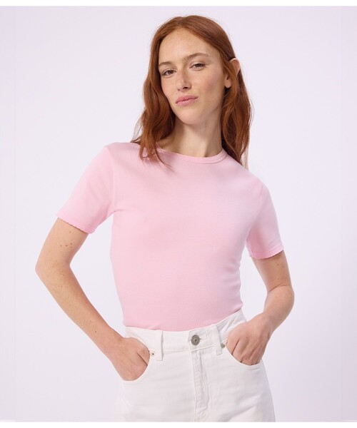 PETIT BATEAU（プチバトー）の「ポワンココット半袖Ｔシャツ（Tシャツ/カットソー・レディース・カーキ/ライトピンク/ライトグリーン・XX-SMALL/LARGE/X-SMALL/SMALL/MEDIUM）」の13枚目の写真