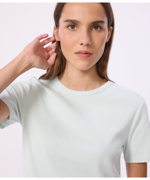 PETIT BATEAU（プチバトー）の「ポワンココット半袖Ｔシャツ（Tシャツ/カットソー・レディース・カーキ/ライトピンク/ライトグリーン・XX-SMALL/LARGE/X-SMALL/SMALL/MEDIUM）」の15枚目の写真