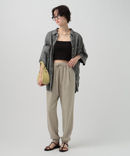 BAYFLOW（ベイフロー）の「[セミストレートシルエットで登場!!]RPタックジョガーパンツ（その他パンツ・レディース・グレイッシュベージュ/カーキ/ピンク/ブラック・SMALL/MEDIUM/LARGE/X-SMALL）」の6枚目の写真