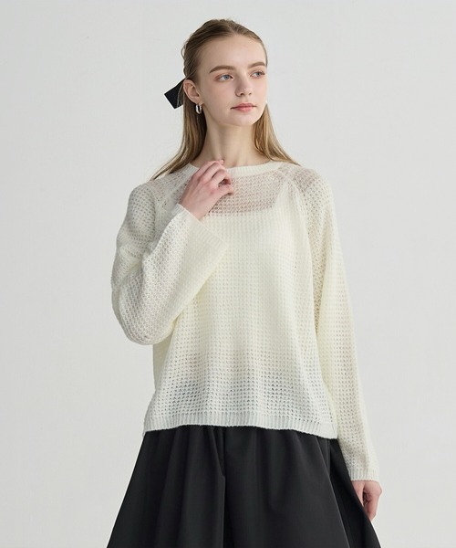 BIRTHDAY BASH(バースデイバッシュ)の「OPENWORK HIGH GAUGE KNIT(ニット/セーター・レディース・ホワイト/ピンク/イエロー・FREE)」の2枚目の写真