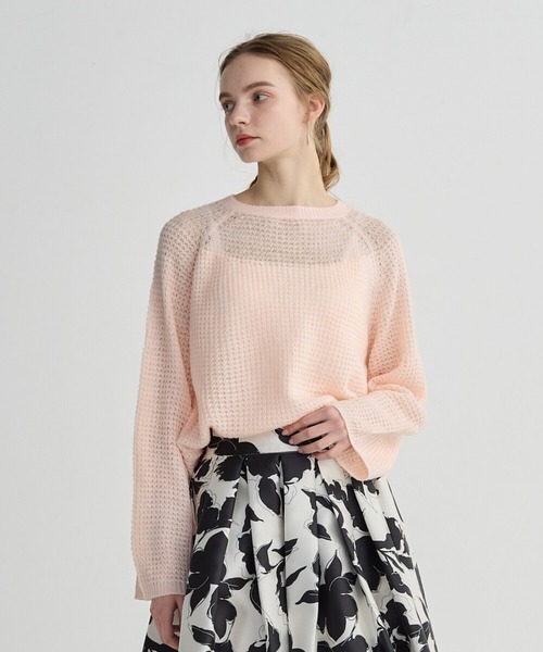 BIRTHDAY BASH(バースデイバッシュ)の「OPENWORK HIGH GAUGE KNIT(ニット/セーター・レディース・ホワイト/ピンク/イエロー・FREE)」の3枚目の写真