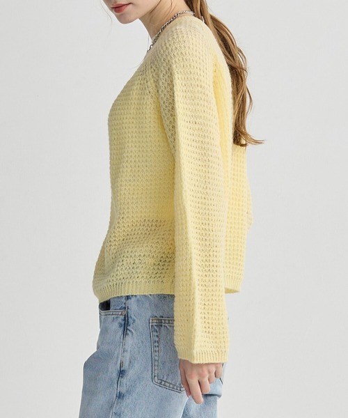 BIRTHDAY BASH(バースデイバッシュ)の「OPENWORK HIGH GAUGE KNIT(ニット/セーター・レディース・ホワイト/ピンク/イエロー・FREE)」の7枚目の写真