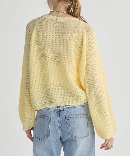 BIRTHDAY BASH(バースデイバッシュ)の「OPENWORK HIGH GAUGE KNIT(ニット/セーター・レディース・ホワイト/ピンク/イエロー・FREE)」の8枚目の写真