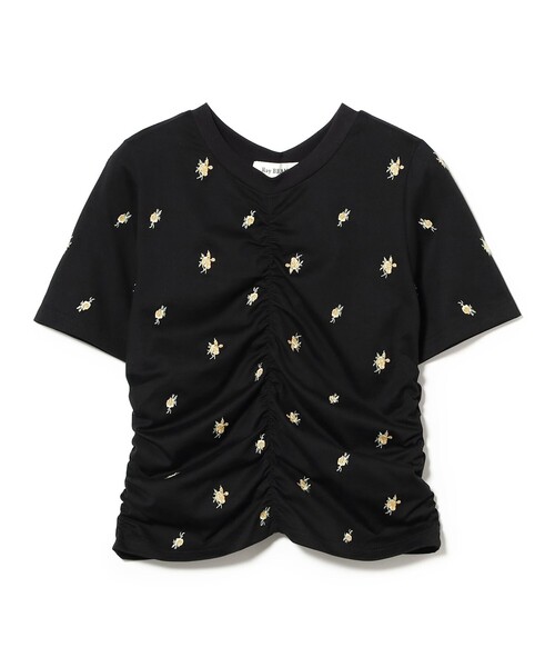 Ray BEAMS(レイビームス)の「【8/6 再値下げ】フラワー 刺繍 シャーリング Tシャツ / 26SS 花柄 洗える コンパクトTシャツ(Tシャツ/カットソー・レディース・ブラック/ホワイト系その他6・ONE SIZE)」の18枚目の写真
