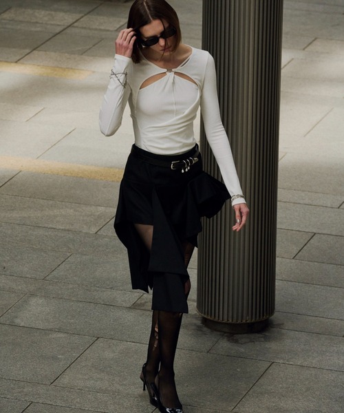 JOSE MOON(ジョゼムーン)の「CROSS PLATE TOPS/クロスプレートトップス(Tシャツ/カットソー・レディース・ブラック/ピンク/グリーン/ホワイト・FREE)」の6枚目の写真