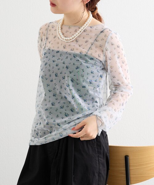 mystic(ミスティック)の「【3色展開/レイヤードスタイルにも◎】プリントシアーロンT(Tシャツ/カットソー・レディース・オフホワイト/アイボリー/ブラック・FREE)」の6枚目の写真