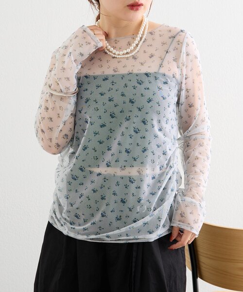 mystic(ミスティック)の「【3色展開/レイヤードスタイルにも◎】プリントシアーロンT(Tシャツ/カットソー・レディース・オフホワイト/アイボリー/ブラック・FREE)」の8枚目の写真