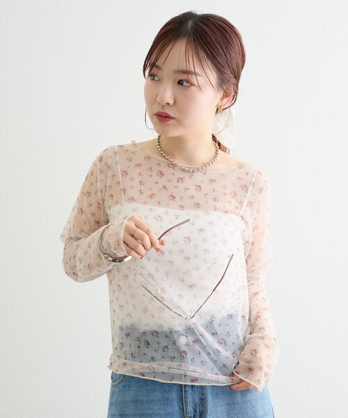 mystic(ミスティック)の「【3色展開/レイヤードスタイルにも◎】プリントシアーロンT(Tシャツ/カットソー・レディース・オフホワイト/アイボリー/ブラック・FREE)」の16枚目の写真