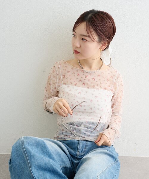 mystic(ミスティック)の「【3色展開/レイヤードスタイルにも◎】プリントシアーロンT(Tシャツ/カットソー・レディース・オフホワイト/アイボリー/ブラック・FREE)」の17枚目の写真