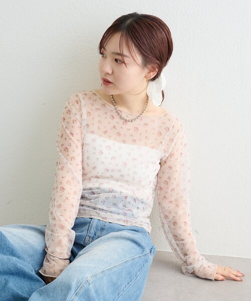mystic(ミスティック)の「【3色展開/レイヤードスタイルにも◎】プリントシアーロンT(Tシャツ/カットソー・レディース・オフホワイト/アイボリー/ブラック・FREE)」の18枚目の写真