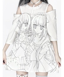 『AOSPACE/アオスペース』ショルダーZIP少女プリントTシャツ