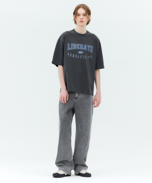MINDBRIDGE(マインドブリッジ)の「ピグメントレタリングオーバーサイズTシャツ MYTS3150(Tシャツ/カットソー・メンズ・ダークグレー・100/110/95/105)」の2枚目の写真