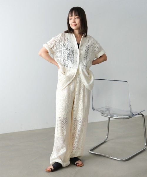 Bab（バブ）の「【セットアップ対応】パッチワークレースシャツ（シャツ/ブラウス・レディース・ブラック/ホワイト系その他・M）」の4枚目の写真
