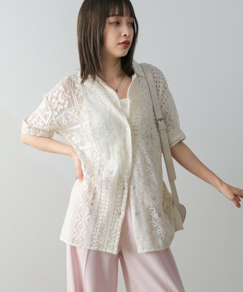 Bab（バブ）の「【セットアップ対応】パッチワークレースシャツ（シャツ/ブラウス・レディース・ブラック/ホワイト系その他・M）」の12枚目の写真