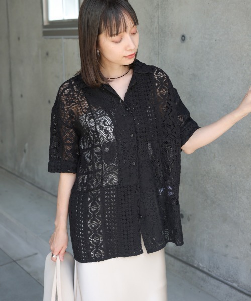 Bab（バブ）の「【セットアップ対応】パッチワークレースシャツ（シャツ/ブラウス・レディース・ブラック/ホワイト系その他・M）」の20枚目の写真