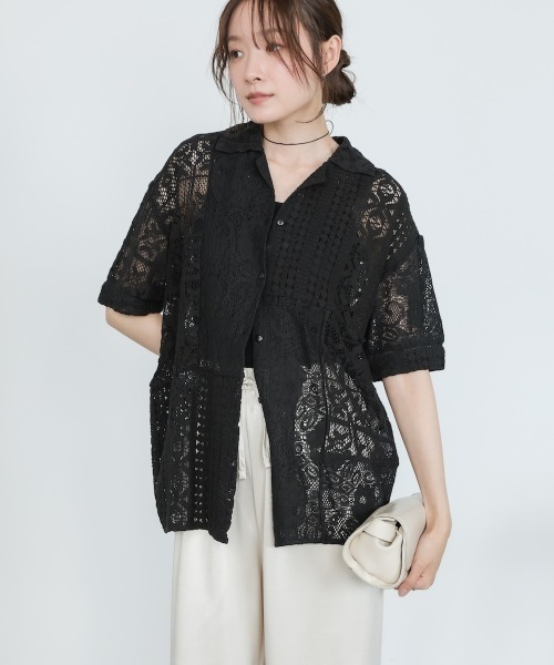 Bab（バブ）の「【セットアップ対応】パッチワークレースシャツ（シャツ/ブラウス・レディース・ブラック/ホワイト系その他・M）」の13枚目の写真