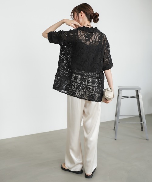 Bab（バブ）の「【セットアップ対応】パッチワークレースシャツ（シャツ/ブラウス・レディース・ブラック/ホワイト系その他・M）」の18枚目の写真