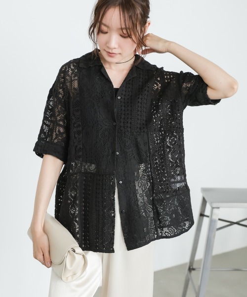 Bab（バブ）の「【セットアップ対応】パッチワークレースシャツ（シャツ/ブラウス・レディース・ブラック/ホワイト系その他・M）」の16枚目の写真