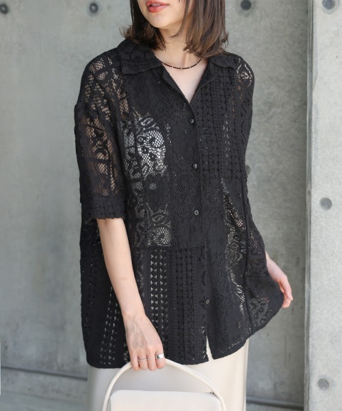 Bab（バブ）の「【セットアップ対応】パッチワークレースシャツ（シャツ/ブラウス・レディース・ブラック/ホワイト系その他・M）」の19枚目の写真