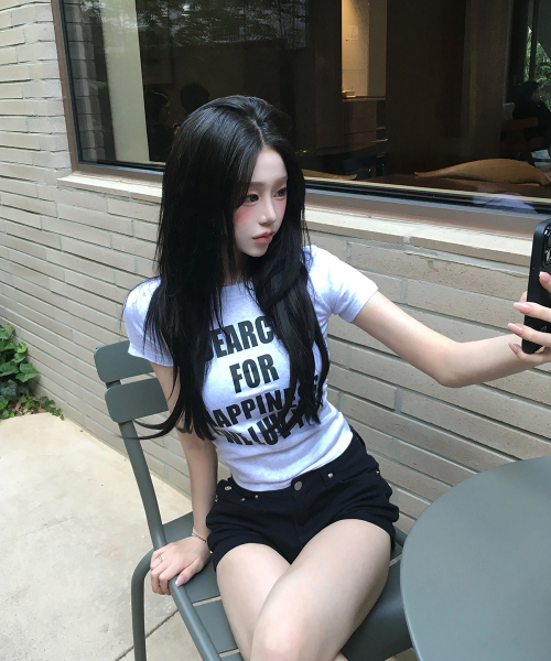 mydeepbluememories(マイディープブルーメモリーズ)の「(w)WE NEED LUV CROP TEE (ASH)(Tシャツ/カットソー・レディース・アッシュ・SMALL/MEDIUM)」の1枚目の写真