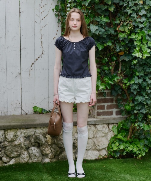 GIUNON(ジウノン)の「2way henley neck blouse / 2way ヘンリーネックブラウス(シャツ/ブラウス・レディース・グレー/ブルー/ホワイト・FREE)」の12枚目の写真
