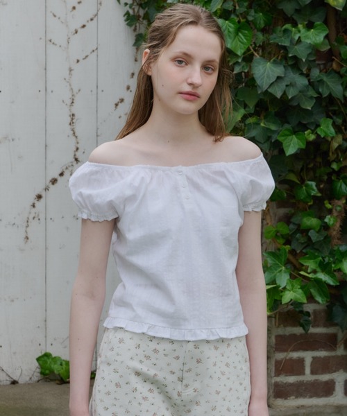 GIUNON(ジウノン)の「2way henley neck blouse / 2way ヘンリーネックブラウス(シャツ/ブラウス・レディース・グレー/ブルー/ホワイト・FREE)」の6枚目の写真