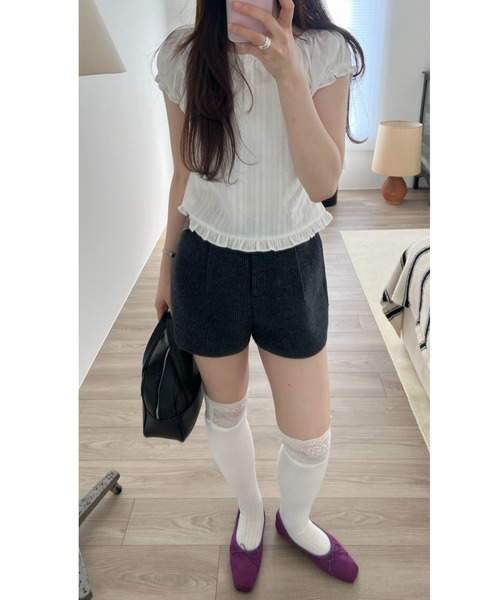 GIUNON(ジウノン)の「2way henley neck blouse / 2way ヘンリーネックブラウス(シャツ/ブラウス・レディース・グレー/ブルー/ホワイト・FREE)」の8枚目の写真