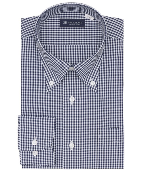 TOKYO SHIRTS(トウキョウシャツ)の「【吸水速乾】 形態安定ノンアイロン ボタンダウン 長袖ビジネスワイシャツ(ビジネスシャツ・メンズ・ネイビー・首回り37cm-裄丈80cm/首回り37cm-裄丈84cm/首回り39cm-裄丈80cm/首回り39cm-裄丈84cm/首回り41cm-裄丈82cm/首回り41cm-裄丈86cm/首回り42cm-裄丈82cm/首回り42cm-裄丈86cm/首回り43cm-裄丈82cm/首回り43cm-裄丈86cm)」の1枚目の写真