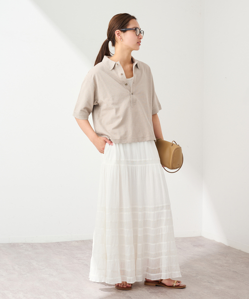 新品未使用　フレームワークス　ロエフ　別注ポロシャツ　白 LOEFF/ロエフ 別注リネンコットンポロシャツ（Tシャツ/カットソー