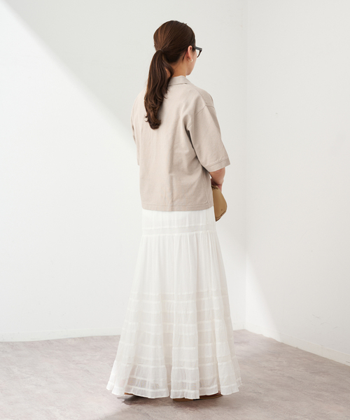 FRAMeWORK(フレームワーク)の「LOEFF/ロエフ 別注リネンコットンポロシャツ(Tシャツ/カットソー・レディース・ベージュ・FREE)」の5枚目の写真