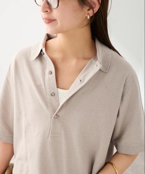 FRAMeWORK(フレームワーク)の「LOEFF/ロエフ 別注リネンコットンポロシャツ(Tシャツ/カットソー・レディース・ベージュ・FREE)」の10枚目の写真
