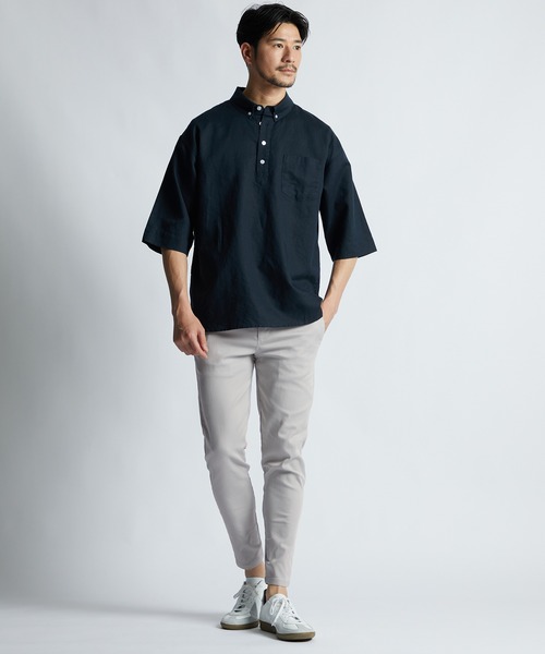 LANVIN en Bleu(ランバンオンブルー)の「超伸縮「ガムストレッチ」接触冷感 スキニー イージーチノパン(チノパンツ・メンズ・ブラック/ネイビー/ホワイト/ライトグレー・50/48/46/52)」の11枚目の写真