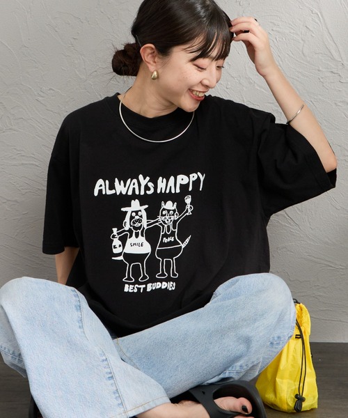 FUNG（ファング）の「[FUNG/ファング] BEST BUDDIES カットオフ プリントTシャツ（Tシャツ/カットソー・レディース・ブラック/ホワイト・M）」の2枚目の写真