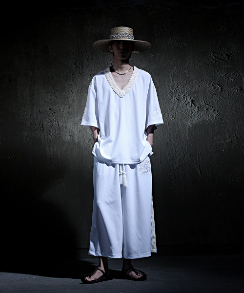 KIRTIMUKHA(キールティムカ)の「刺繍アイボリーロープVネック半袖Tシャツホワイト(Tシャツ/カットソー・メンズ・その他・FREE)」の8枚目の写真