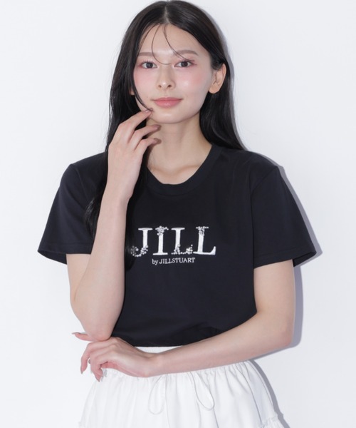 JILL by JILL STUART(ジルバイジルスチュアート)の「オーガニックコットンビジューロゴTシャツ(Tシャツ/カットソー・レディース・ブラック/ピンク/ホワイト・FREE)」の1枚目の写真