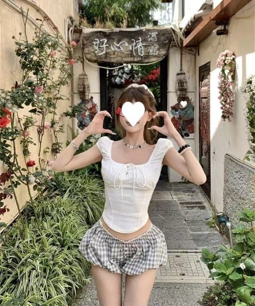 Ritzy(リッツィー)の「レースアップ パフスリーブ U ネックカットソートップス(Tシャツ/カットソー・レディース・ホワイト・M)」の10枚目の写真