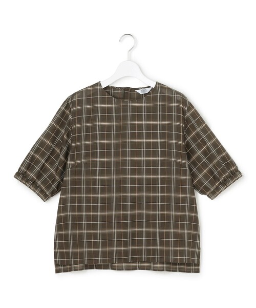 J.PRESS Ladies(J.プレス レディス)の「【一枚で着映え】キュプラチェック 5分袖 ブラウス(シャツ/ブラウス・レディース・ブラウン系3/ホワイト系3/ネイビー系3・XS)」の13枚目の写真