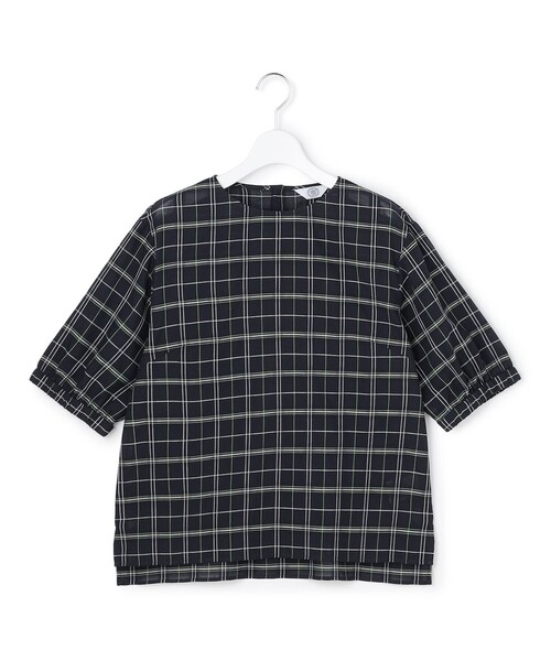 J.PRESS Ladies(J.プレス レディス)の「【一枚で着映え】キュプラチェック 5分袖 ブラウス(シャツ/ブラウス・レディース・ブラウン系3/ホワイト系3/ネイビー系3・XS)」の14枚目の写真