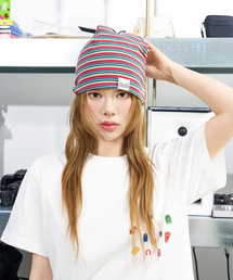 NOT NEW（ナットニュー）の「nn Label Stripe Beanie Red（ニットキャップ/ビーニー）」