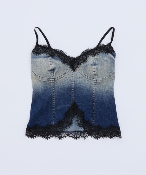 BLONDEY(ブロンディ)の「LACE DENIM CAMISOLE TOPS(キャミソール・レディース・ブルー・FREE)」の3枚目の写真