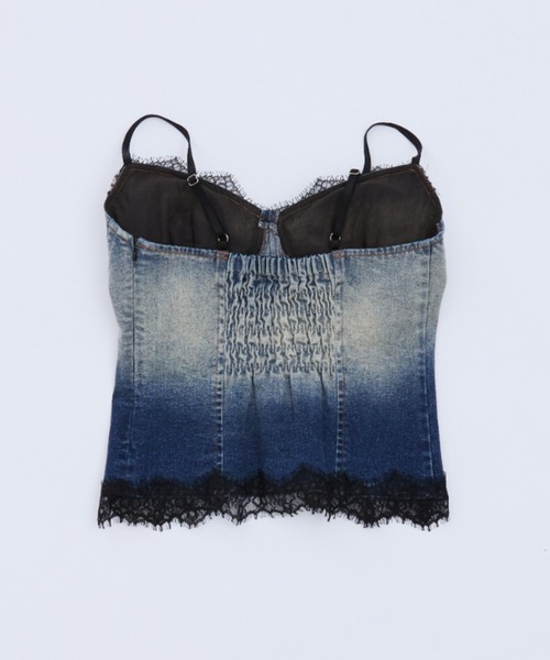BLONDEY(ブロンディ)の「LACE DENIM CAMISOLE TOPS(キャミソール・レディース・ブルー・FREE)」の4枚目の写真
