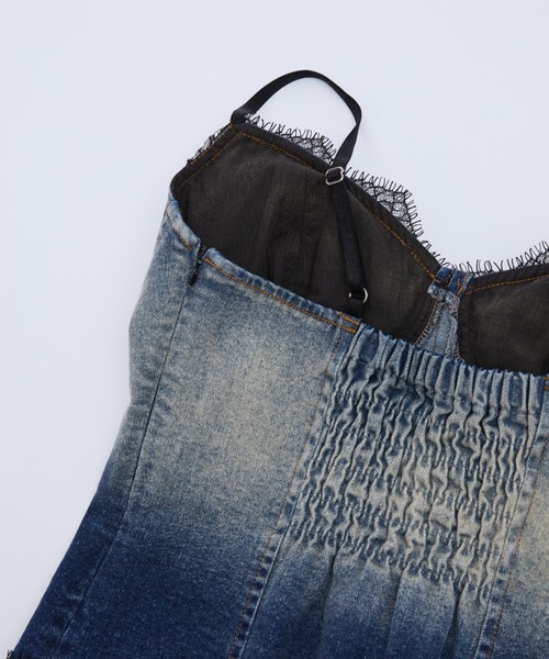 BLONDEY(ブロンディ)の「LACE DENIM CAMISOLE TOPS(キャミソール・レディース・ブルー・FREE)」の5枚目の写真