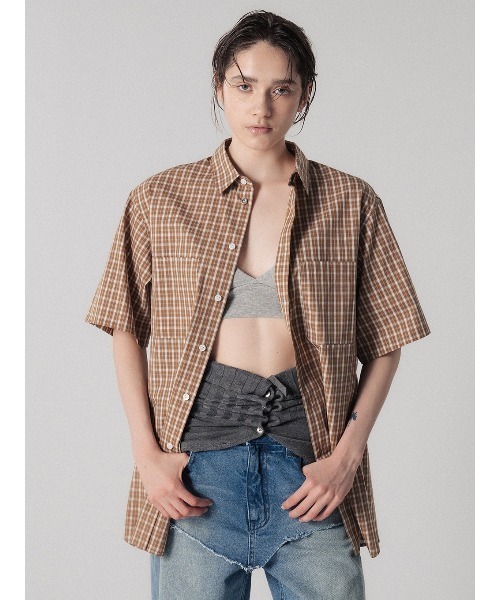 ELCHELE(エルチェレ)の「UNIVERSAL CHECK HS SHIRT(シャツ/ブラウス・レディース・ブルー/ベージュ・FREE)」の7枚目の写真