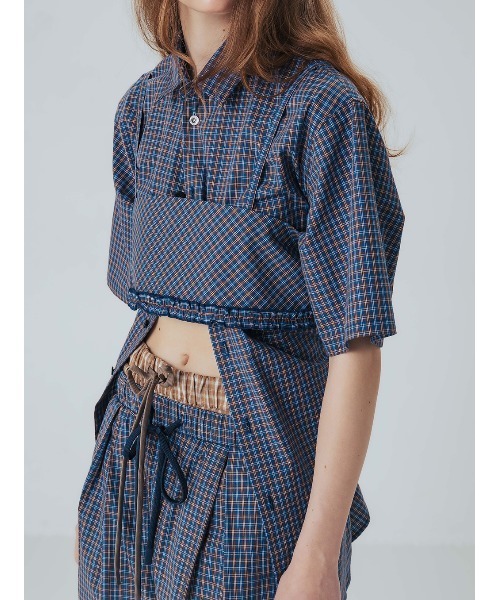 ELCHELE(エルチェレ)の「UNIVERSAL CHECK HS SHIRT(シャツ/ブラウス・レディース・ブルー/ベージュ・FREE)」の3枚目の写真