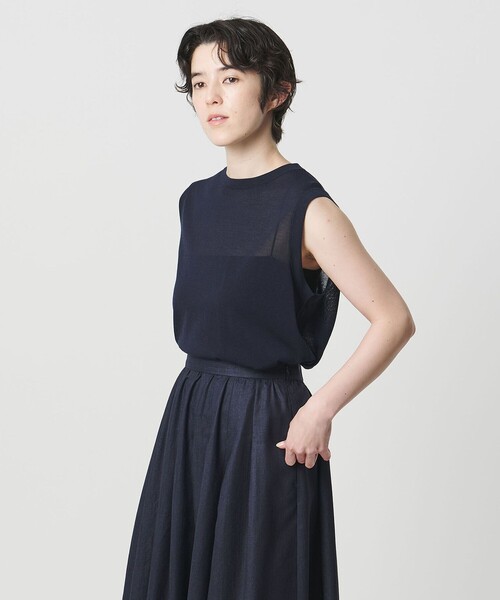 MARW UNITED ARROWS(マルゥ ユナイテッドアローズ)の「<MARW UNITED ARROWS>シアー ノースリーブ ニット(ニット/セーター・レディース・ダークブラウン/ライトグレー/ネイビー/ブラック・FREE)」の4枚目の写真